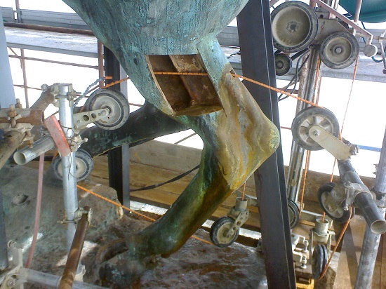 Il Taglio con Filo Diamantato, si esegue allo scopo di sezionare la gamba del Cavallo di Garibaldi, affinch i restauratori possano intervenire.
